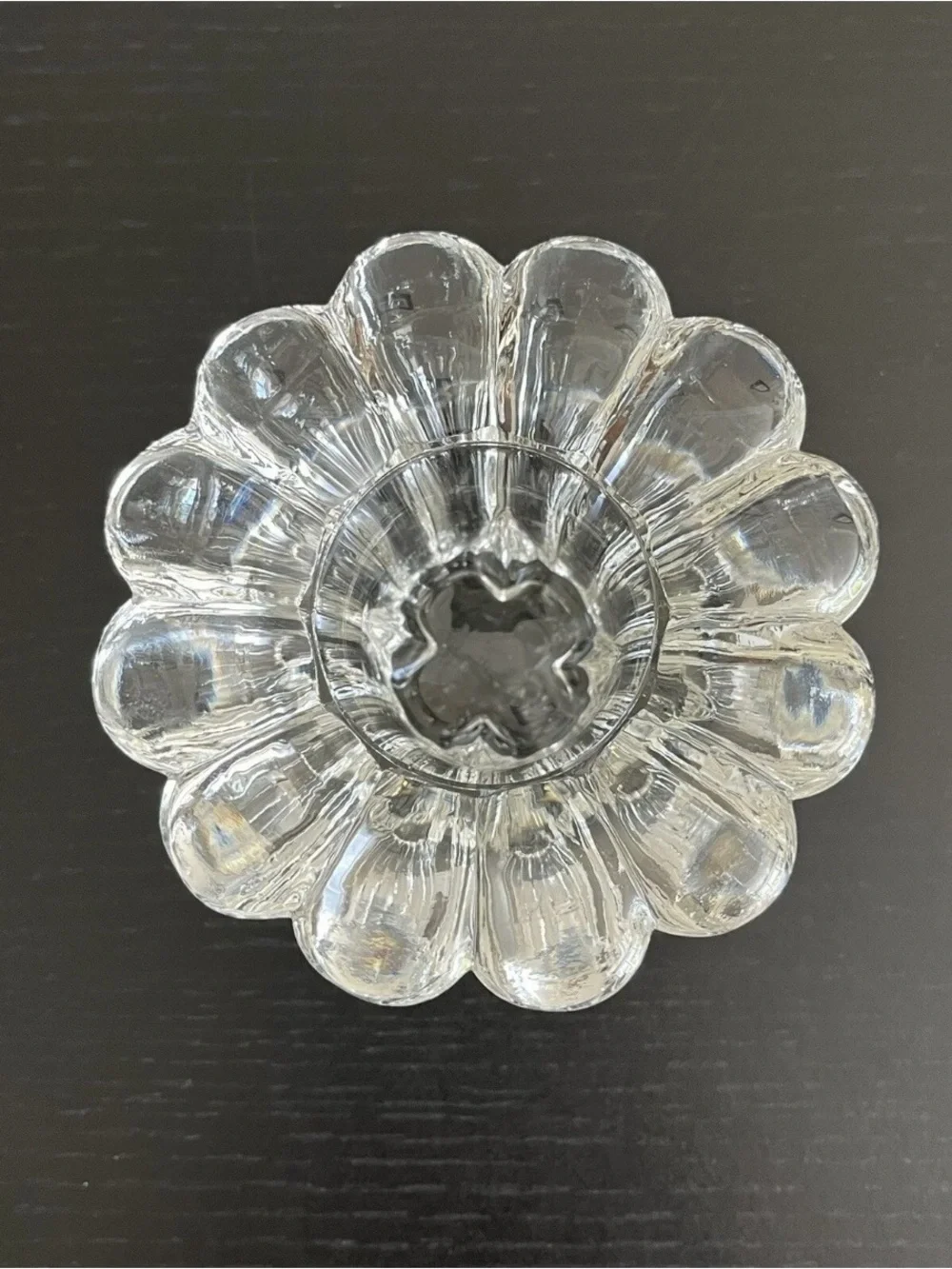 Vintage KIG Crystal Candle Holder Flower Petal Design Indonesia 2 Inch